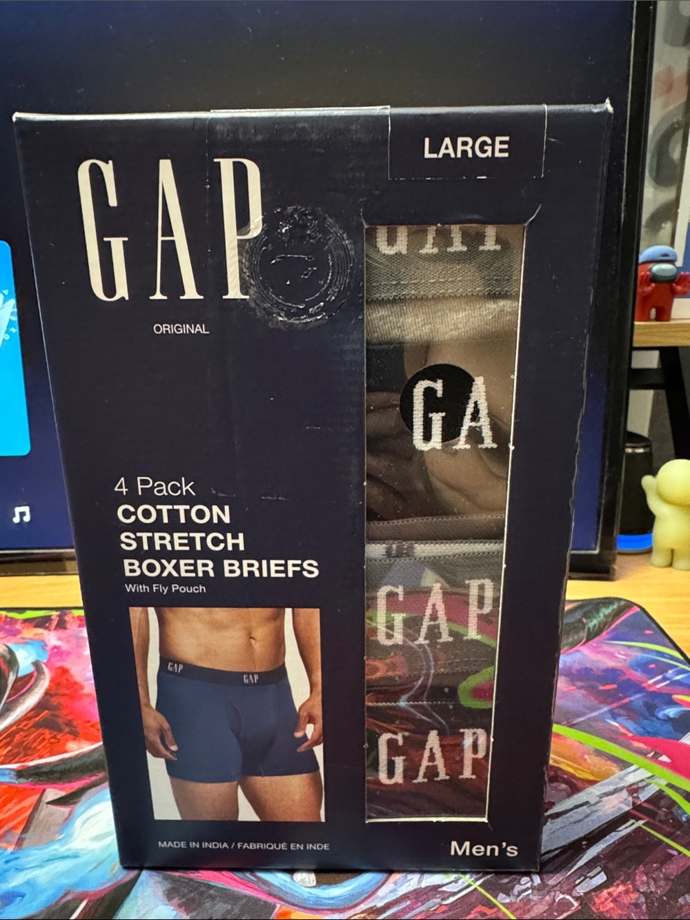 GAP 4-Pack Boxer Briefs in Navy, Gray, Black and Multicolor Logo